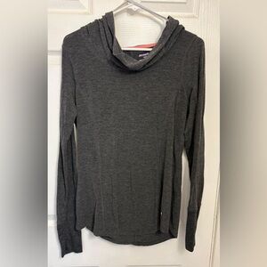 Marika Dark Charcoal Gray Cowl Neck Lightweight Sweatshirt